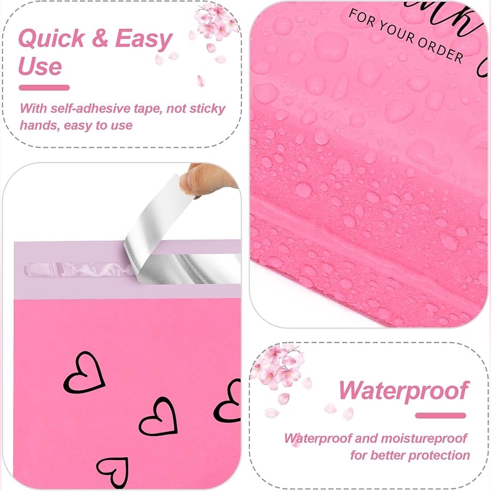20 Poly Mailer Value Pack - Pink 'Thank You' (6x9”) Qty 20 - Picture 3 of 4